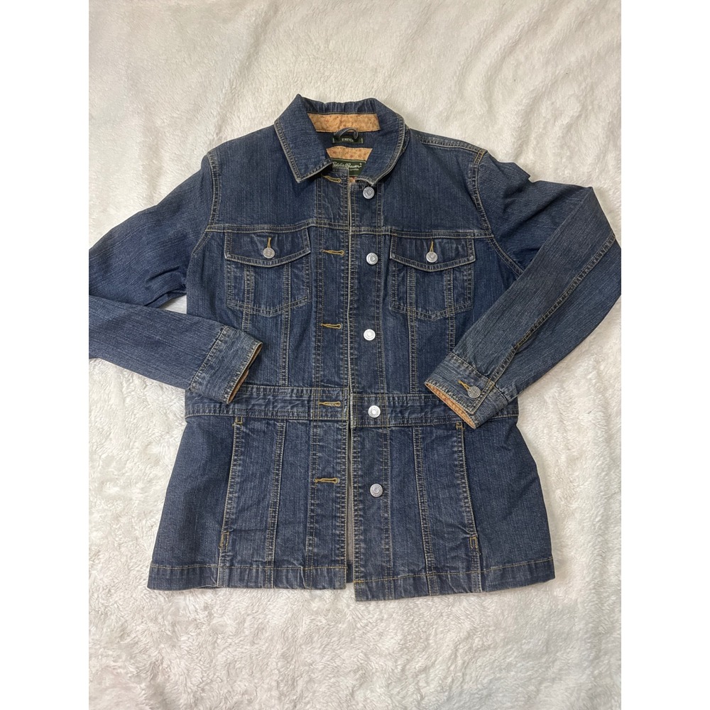 Eddie Bauer Denim Jacket Womens Small Blue Excellent Y2K Stretch